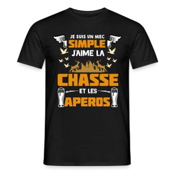 Mec Chasse Et Apéro Le Vrai Bonheur Cadeau - T-shirt homme - noir - Devant - AI Model Male 178 light (178cm)