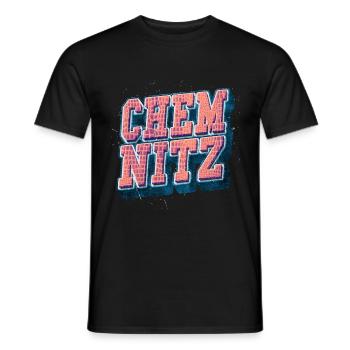 Chemnitz Germany City Font Vintage Retro - Men's T-Shirt - black - Front - AI Model Male 178 light (178cm)