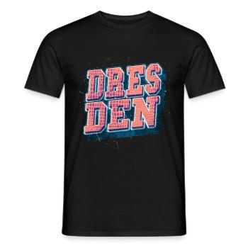 Dresden Germany City Font Vintage Retro - Men's T-Shirt - black - Front - AI Model Male 178 light (178cm)