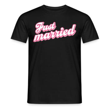 Just married married couple - Men's T-Shirt - black - Front - AI Model Male 178 light (178cm)