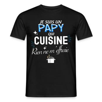 Je Suis un papy qui cuisine Cadeau Pour Mon Papi - T-shirt homme - noir - Devant - AI Model Male 178 light (178cm)