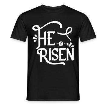 Il est ressuscité / Il est ressuscité / Jésus-Christ - T-shirt homme - noir - Devant - AI Model Male 178 light (178cm)