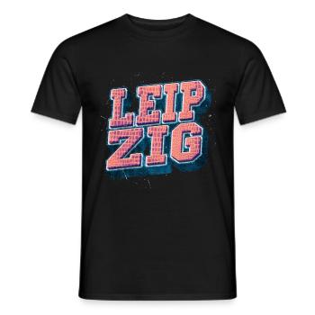 Leipzig Germany City Font Vintage Retro - Men's T-Shirt - black - Front - AI Model Male 178 light (178cm)