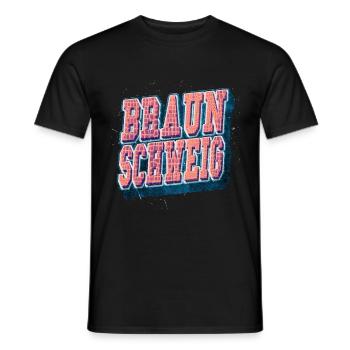 Braunschweig Germany City Font Vintage - Men's T-Shirt - black - Front - AI Model Male 178 light (178cm)