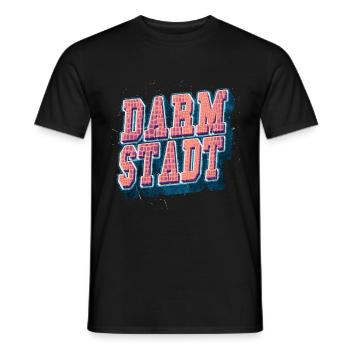 Darmstadt Deutschland Stadt Schrift Vintage Retro - Männer T-Shirt - Schwarz - Vorne - AI Model Male 178 light (178cm)
