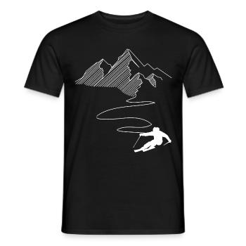 Montagne - Ligne sinueuse - Ski - (2) - T-shirt homme - noir - Devant - AI Model Male 178 light (178cm)