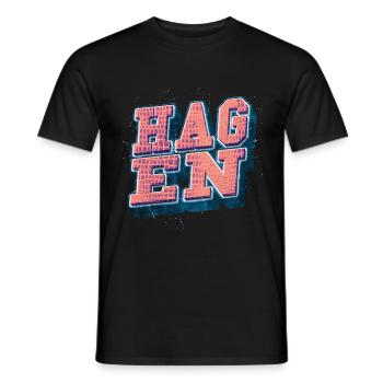 Hagen Germany City Font Vintage Retro - Men's T-Shirt - black - Front - AI Model Male 178 light (178cm)