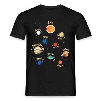 Connaissances spatiales sur les planètes du système solaire pour les enfants - T-shirt homme - noir - Devant - AI Model Male 178 light (178cm)