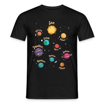 Connaissances spatiales sur les planètes du système solaire pour les enfants - T-shirt homme - noir - Devant - AI Model Male 178 light (178cm)
