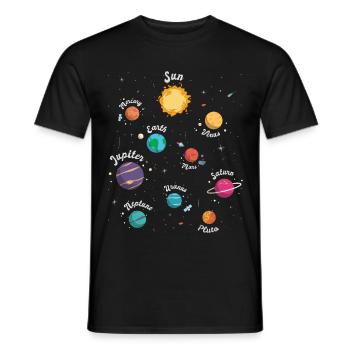 Sonnensystem Planeten Weltraum Wissen für Kinder - Männer T-Shirt - Schwarz - Vorne - AI Model Male 178 light (178cm)