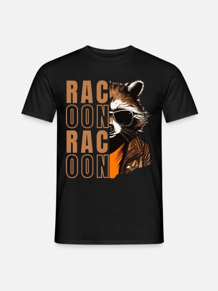 Waschbär mit Sonnenbrille - Männer T-Shirt - Schwarz