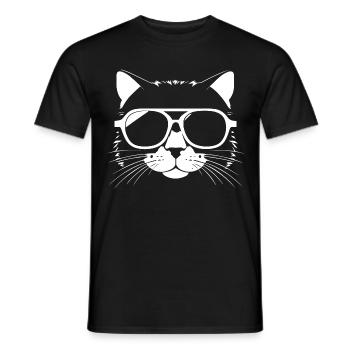Lustige Katze mit Sonnenbrille Kätzchen Sonnenbrille Katzen - Männer T-Shirt - Schwarz - Vorne - AI Model Male 178 light (178cm)