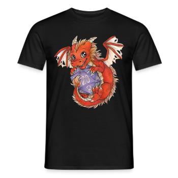 Drache Dragon mit D20 Würfel Dice Rollplay game - Männer T-Shirt - Schwarz - Vorne - AI Model Male 178 light (178cm)