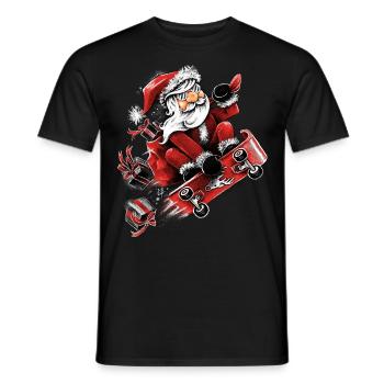 Santa Skateboarding - Männer T-Shirt - Schwarz - Vorne - AI Model Male 178 light (178cm)