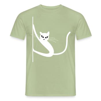 Cat Katze Kätzchen Mieze - Männer T-Shirt - Sage - Vorne - AI Model Male 178 light (178cm)