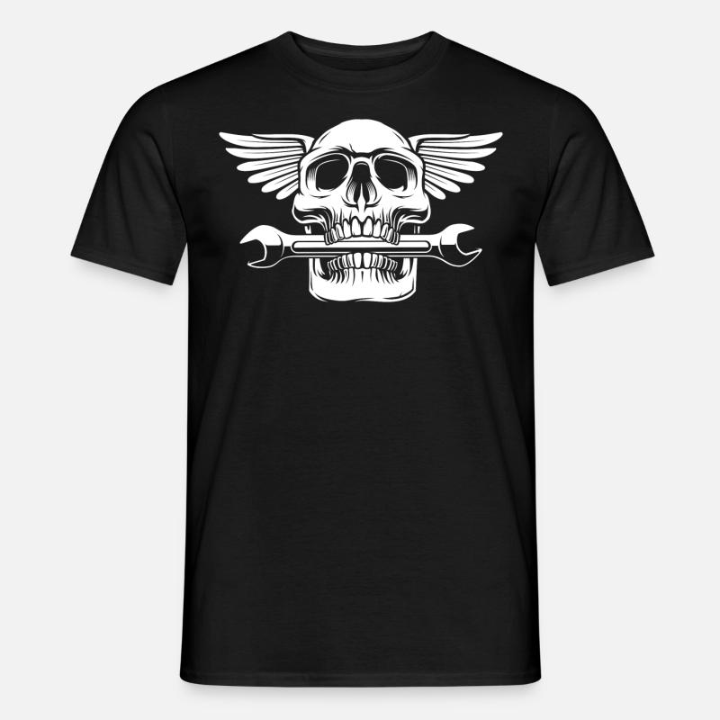 skull mechanic with tool train - Men's T-Shirt - black