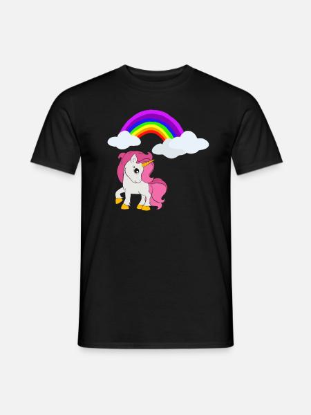 Licorne arc en ciel fille licorne fille - T-shirt homme - noir