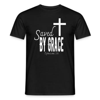 SAVED BY GRACE - Ephesians 2.8 - Men's T-Shirt - black - Front - AI Model Male 178 light (178cm)