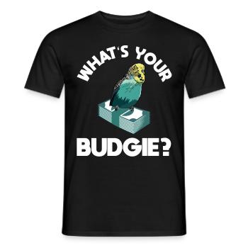 Quel est votre budget Budgie Design avec Budgie - T-shirt homme - noir - Devant - AI Model Male 178 light (178cm)