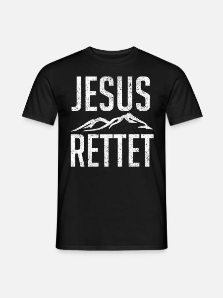 Jesus rettet - Männer T-Shirt - Schwarz