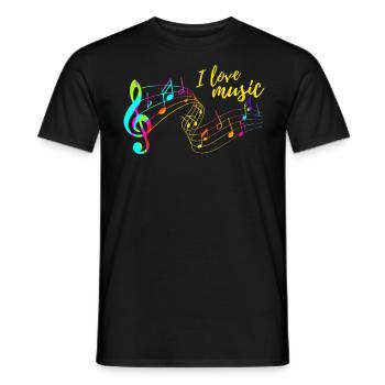 I love music - Männer T-Shirt - Schwarz - Vorne - AI Model Male 178 light (178cm)