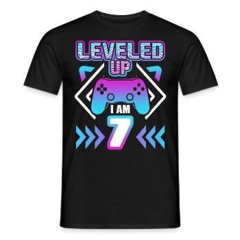 septième anniversaire cadeau de joueur de jeu de 7 ans - T-shirt homme - noir - Devant - AI Model Male 178 light (178cm)