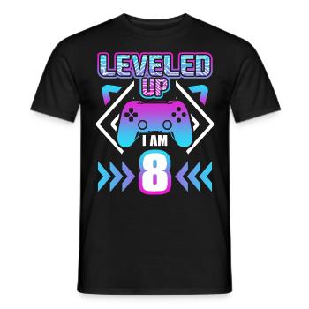 eighth birthday 8 year gaming gamer gift - Men's T-Shirt - black - Front - AI Model Male 178 light (178cm)