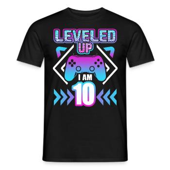 tenth birthday 10 year gaming gamer gift - Men's T-Shirt - black - Front - AI Model Male 178 light (178cm)