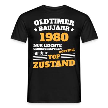 40.Geburtstag 1980 Oldtimer - Männer T-Shirt - Schwarz - Vorne - AI Model Male 178 light (178cm)