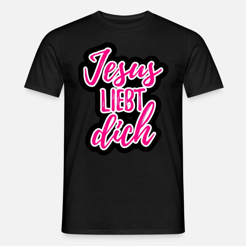 Jesus liebt dich Geschenk - Männer T-Shirt - Schwarz