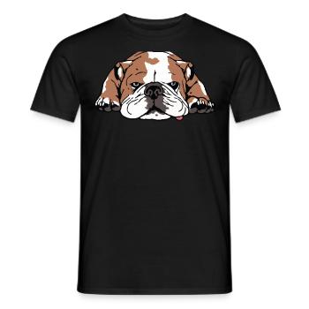 Bulldog anglais allongé fatigué - T-shirt homme - noir - Devant - AI Model Male 178 light (178cm)