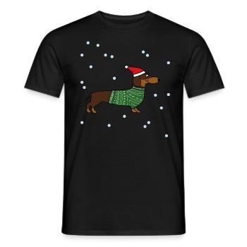 Weihnachten Hund Dackel Dachshund - Männer T-Shirt - Schwarz - Vorne - AI Model Male 178 light (178cm)