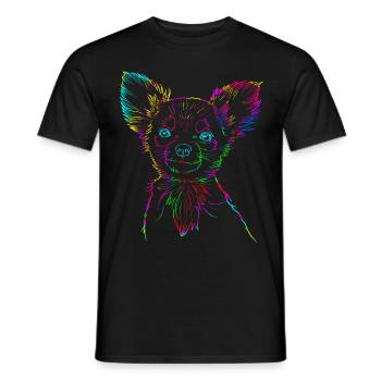 Chihuahua Langhaar Chiwawa - Männer T-Shirt - Schwarz - Vorne - AI Model Male 178 light (178cm)