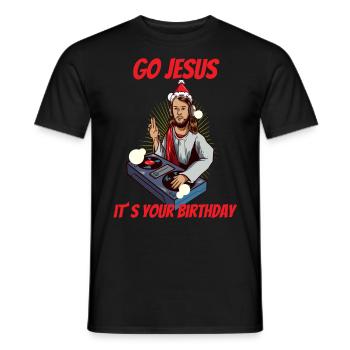 Chemise de Noël drôle de Jésus Noël - T-shirt homme - noir - Devant - AI Model Male 178 light (178cm)