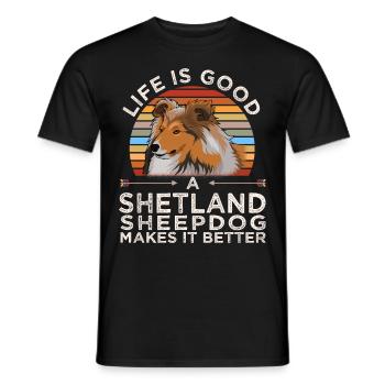 Sheltie Hund Shetland Sheepdog Geschenk - Männer T-Shirt - Schwarz - Vorne - AI Model Male 178 light (178cm)