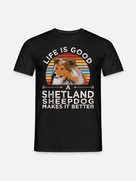 Sheltie Dog Shetland Sheepdog Cadeau - T-shirt homme - noir
