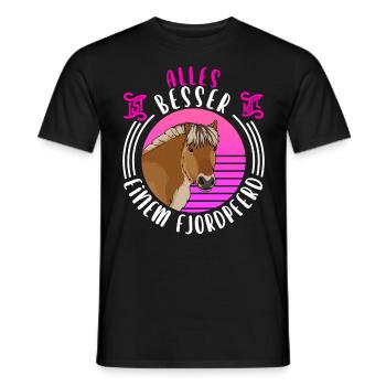 Fjordpferd Fjordi Geschenkidee Fjordpony - Männer T-Shirt - Schwarz - Vorne - AI Model Male 178 light (178cm)