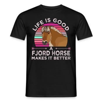 Fjordpferd Norweger Geschenk Reiterin - Männer T-Shirt - Schwarz - Vorne - AI Model Male 178 light (178cm)