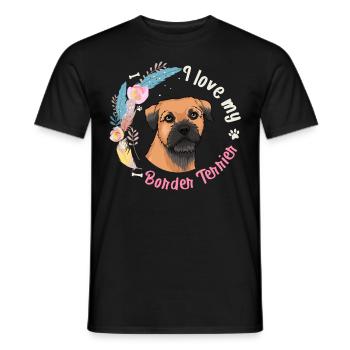 Border terrier - Men's T-Shirt - black - Front - AI Model Male 178 light (178cm)