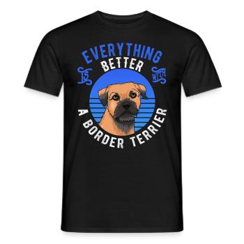 Cadeau de chien drôle de border terrier - T-shirt homme - noir - Devant - AI Model Male 178 light (178cm)