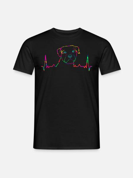 Colorful border terrier EKG gift - Men's T-Shirt - black