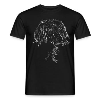 Cadeau d'art de ligne de chien de teckel à poil long - T-shirt homme - noir - Devant - AI Model Male 178 light (178cm)