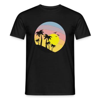 Île soleil plage palmier sable palmiers vacances arbre - T-shirt homme - noir - Devant - AI Model Male 178 light (178cm)