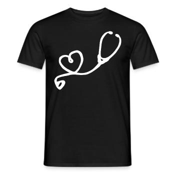 Médecin cœur médecin assistant médical femme médecin - T-shirt homme - noir - Devant - AI Model Male 178 light (178cm)