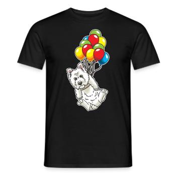 West Highland White Terrier avec ballons Westie - T-shirt homme - noir - Devant - AI Model Male 178 light (178cm)