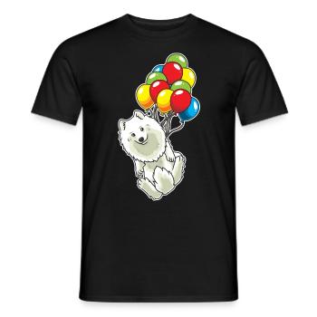 Japan-Spitz Hund mit Luftballons lustig - Männer T-Shirt - Schwarz - Vorne - AI Model Male 178 light (178cm)