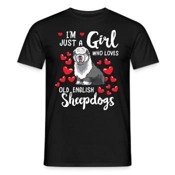 Old English Sheepdog Bobtail chien - T-shirt homme - noir - Devant - AI Model Male 178 light (178cm)