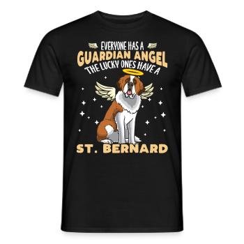 St. Bernard with angel wings - Men's T-Shirt - black - Front - AI Model Male 178 light (178cm)