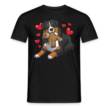Berner Sennenhund avec des cœurs - T-shirt homme - noir - Devant - AI Model Male 178 light (178cm)