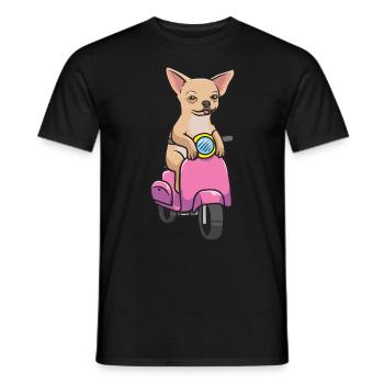 Chihuahua on motorcycle - Men's T-Shirt - black - Front - AI Model Male 178 light (178cm)